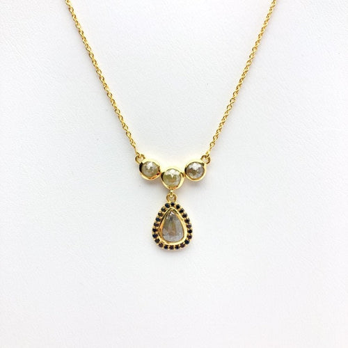 Diamond 14K Gold 2.05 Carat Necklace. 100% Natural Color