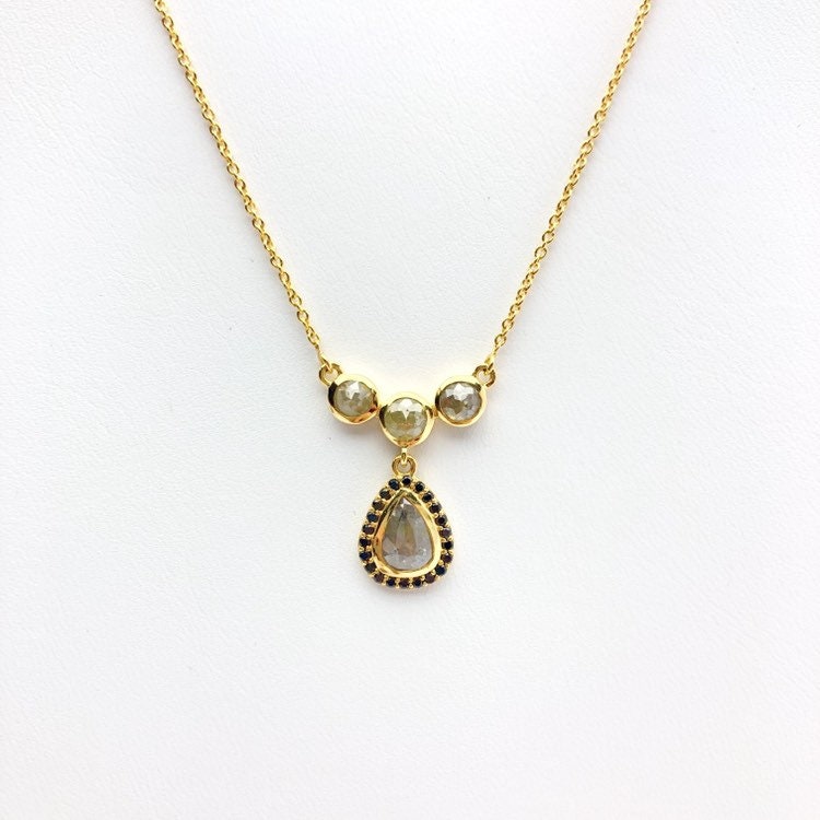 Diamond 14K Gold 2.05 Carat Necklace. 100% Natural Color