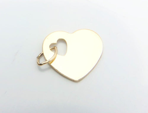 14k Gold Fill Heart Charm with Oval Jump Ring 11.8x10.8mm  (2478 C)