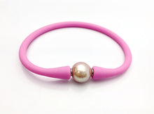 Stretchy Silicone Bracelet or Necklace with Pearl Setting, 20 Colors Available