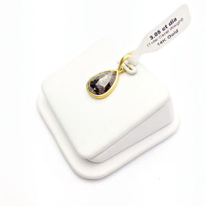 Diamond 14K Yellow Gold 3.05 Carat Pendant. 100% Natural Color