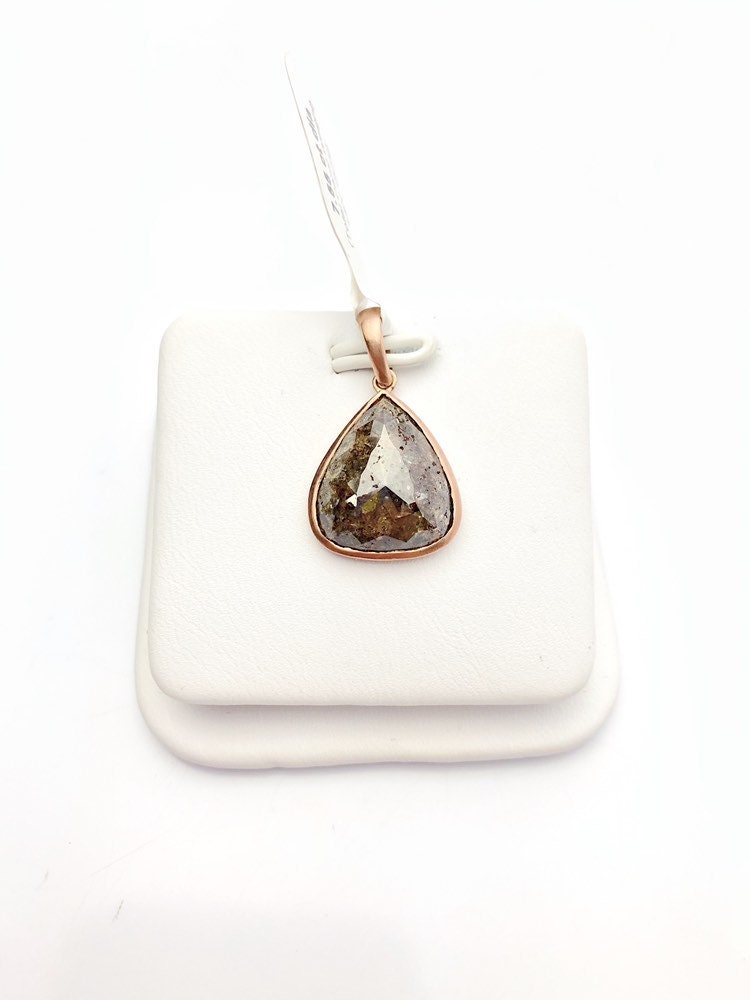 Diamond 14K Rose Gold 3.05 Carat Pendant. 100% Natural Color