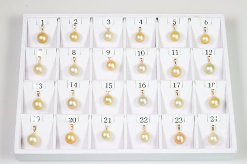 12.9mm-14.7mm Golden South Sea Pearl Pendants, AAA Quality Round (GSSP002)