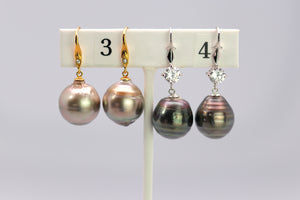 Tahitian Dangle Drop Pearl Earrings in 925 Sterling Silver (SHE001)