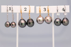 Tahitian Dangle Drop Pearl Earrings in 925 Sterling Silver (SHE001)