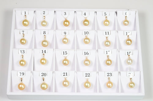 12.5mm-14.7mm Golden South Sea Pearl Pendants, AAA Quality Round (GSSP001)
