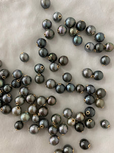 14k GF Tahiti Pearls, grommets set in Tahitian pearls.  100% natural colors Tahitian pearls set with 14k gold filled