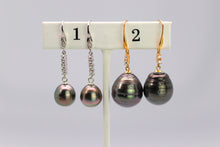 Tahitian Dangle Drop Pearl Earrings in 925 Sterling Silver (SHE001)