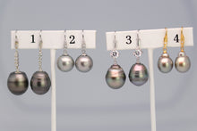 Tahitian Dangle Drop Pearl Earrings in 925 Sterling Silver (SHE013)