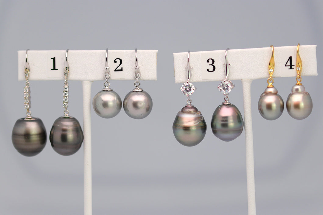 Tahitian Dangle Drop Pearl Earrings in 925 Sterling Silver (SHE013)