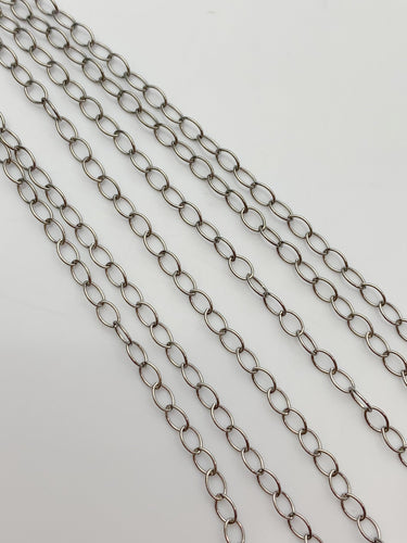 24” Sterling Silver Oxidized Finish Oval Chain 3x2mm