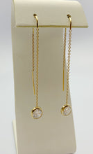 14k Gold Filled U Threader Cable Chain Earrings with 6mm White Cubic Zirconia Stones