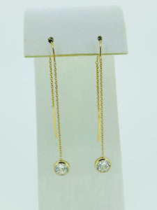 14KGF U-Threader Cable w/6mm White 3A CZ Bezel, 14k gold fill, 14k gold filled
