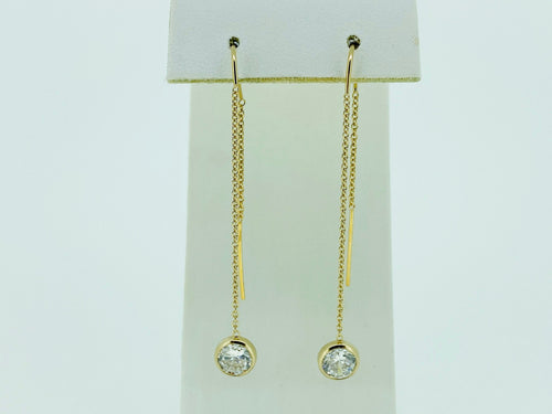 14KGF U-Threader Cable w/6mm White 3A CZ Bezel, 14k gold fill, 14k gold filled