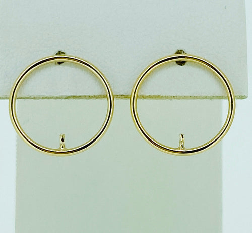 14KGF Round Wire Post Earring w/Peg #400C15PP