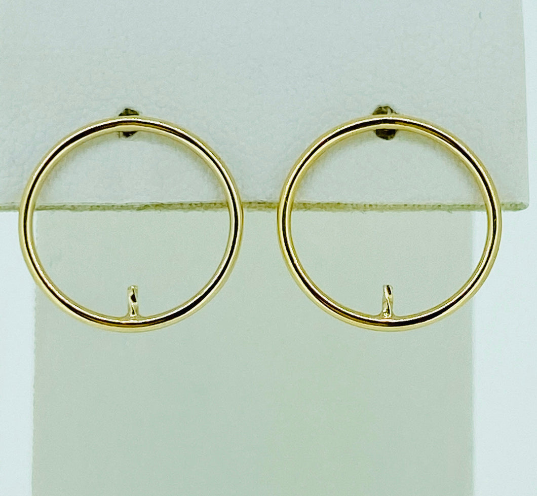 14KGF Round Wire Post Earring w/Peg #400C15PP