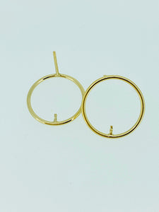 14KGF Round Wire Post Earring w/Peg #400C15PP