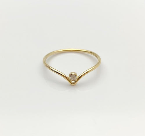 14k Gold Filled 2mm Cubic Zirconia Chevron Ring