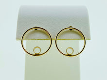 Round Wire Post Earrings w/2mm Bezel 14KGF