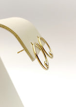 14k Gold Filled 15mm Round Wire Post Earrings w/2mm White Cz Stones (400C15BPM4)