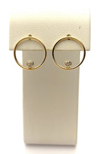 14k Gold Filled 15mm Round Wire Post Earrings w/2mm White Cz Stones (400C15BPM4)