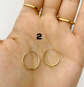 Solid 14k Yellow Gold Endless Hoop Earrings #1 (2175) #2 (2186)