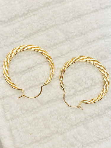 14k gold filled earrings, woven style, DE-654 Tiny