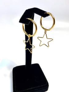 Spectacular Hoop Dangly Star Earrings H-2