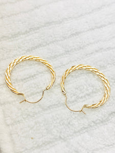 14k gold filled earrings, woven style, DE-654 Tiny