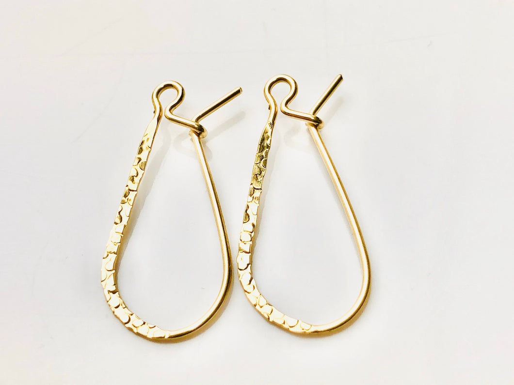 Beautiful 14KGF Flat Textured ear wire , 14K gold filled , sku# 756-25 MM FLAT TXT