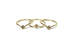 14K Gold Filled, 2mm White Chevron Stackable Ring, 14KGF