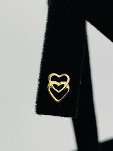 Textured & Non-Textured Double Heart Shaped Stud Earrings, 1.0mm X 8.36mm, Sku# 385-4