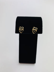 Textured & Non-Textured Double Heart Shaped Stud Earrings, 1.0mm X 8.36mm, Sku# 385-4