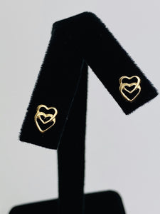 Textured & Non-Textured Double Heart Shaped Stud Earrings, 1.0mm X 8.36mm, Sku# 385-4
