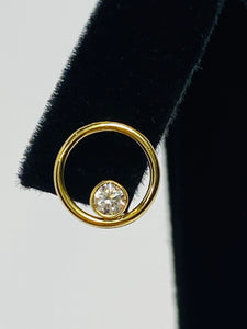 Sleek and Fashionable Round Wire Post with gemstones (14KGF)14k Gold Filled Earrings sku #400C10BPM4