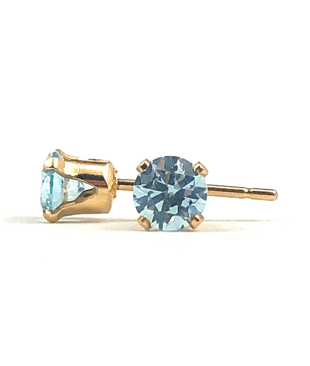 Aquamarine cubic zirconia, 14KGF stud earrings, 14K gold filled , SKU ...