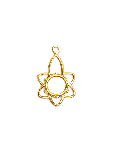 14KGF Open sun with flower charm , Sku#31B