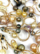 Gorgeous Adjustable 14KGF Edison, Tahitian, and South Sea Pearl Rings, 14K Gold Filled, 14K Gold Fill, Sku: GPR-4