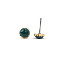 Jade circle 14KGF post w sterling silver peg , SKU#JDE996