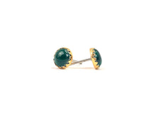 Jade circle 14KGF post w sterling silver peg , SKU#JDE996