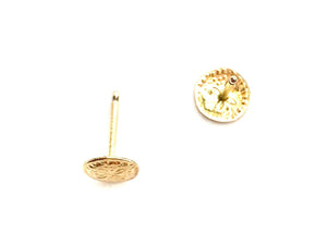 14KGF flower stud earrings , Sku#704-4