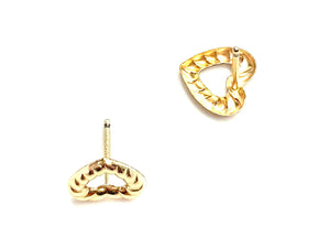14KGF Heart Stud Earrings , Sku#2027-4