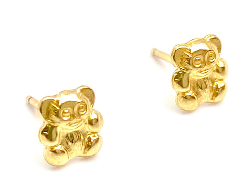 14KGF Bear Studs, Sku#1031-4