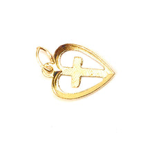 Stunning 14KGf cut out heart with a cross , 14K gold filled , Sku #1684-C