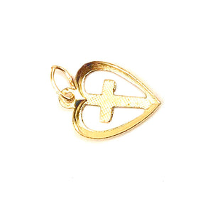 Stunning 14KGf cut out heart with a cross , 14K gold filled , Sku #1684-C