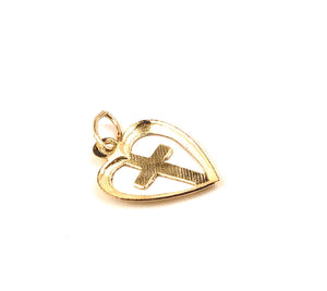 Stunning 14KGf cut out heart with a cross , 14K gold filled , Sku #1684-C