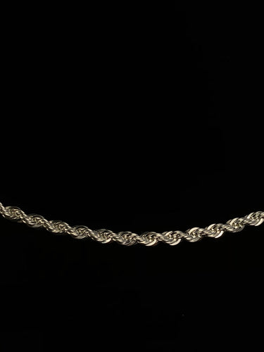 24” 2.5mm Sterling Silver Rope Chain, Sku: S2.5FRLC-24