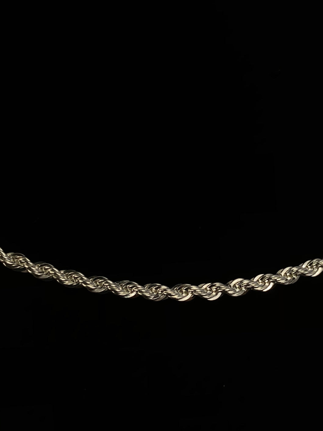 24” 2.5mm Sterling Silver Rope Chain, Sku: S2.5FRLC-24