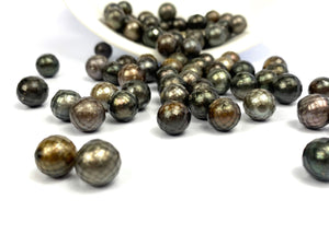 Faceted Gem Carved Tahitian Pearls, 100% Natural Colors, Tahitian Carved Pearls