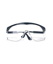 Clear safety glasses with black temples and top bar , SKU #SS11OAF